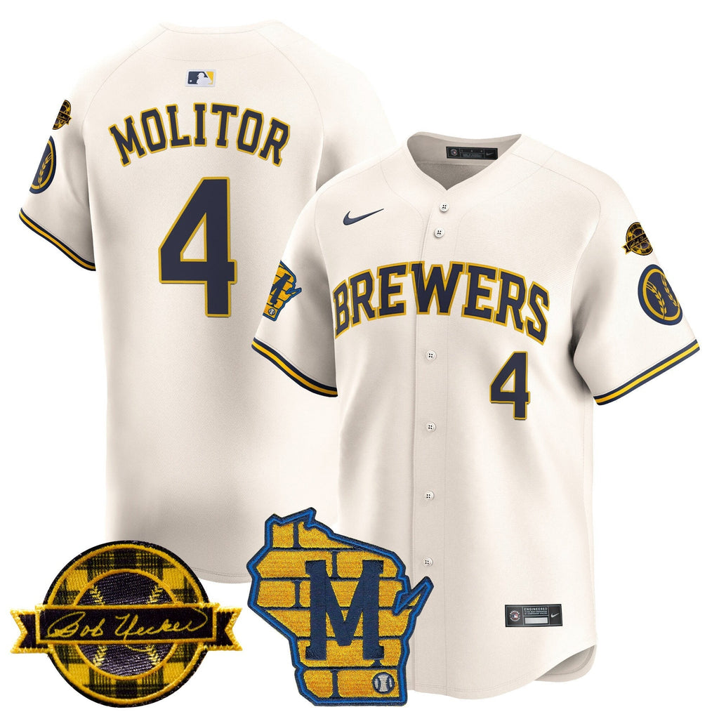 MIL Home & Bob Uecker Patch Vapor Premier Limited Jersey - All Stitched