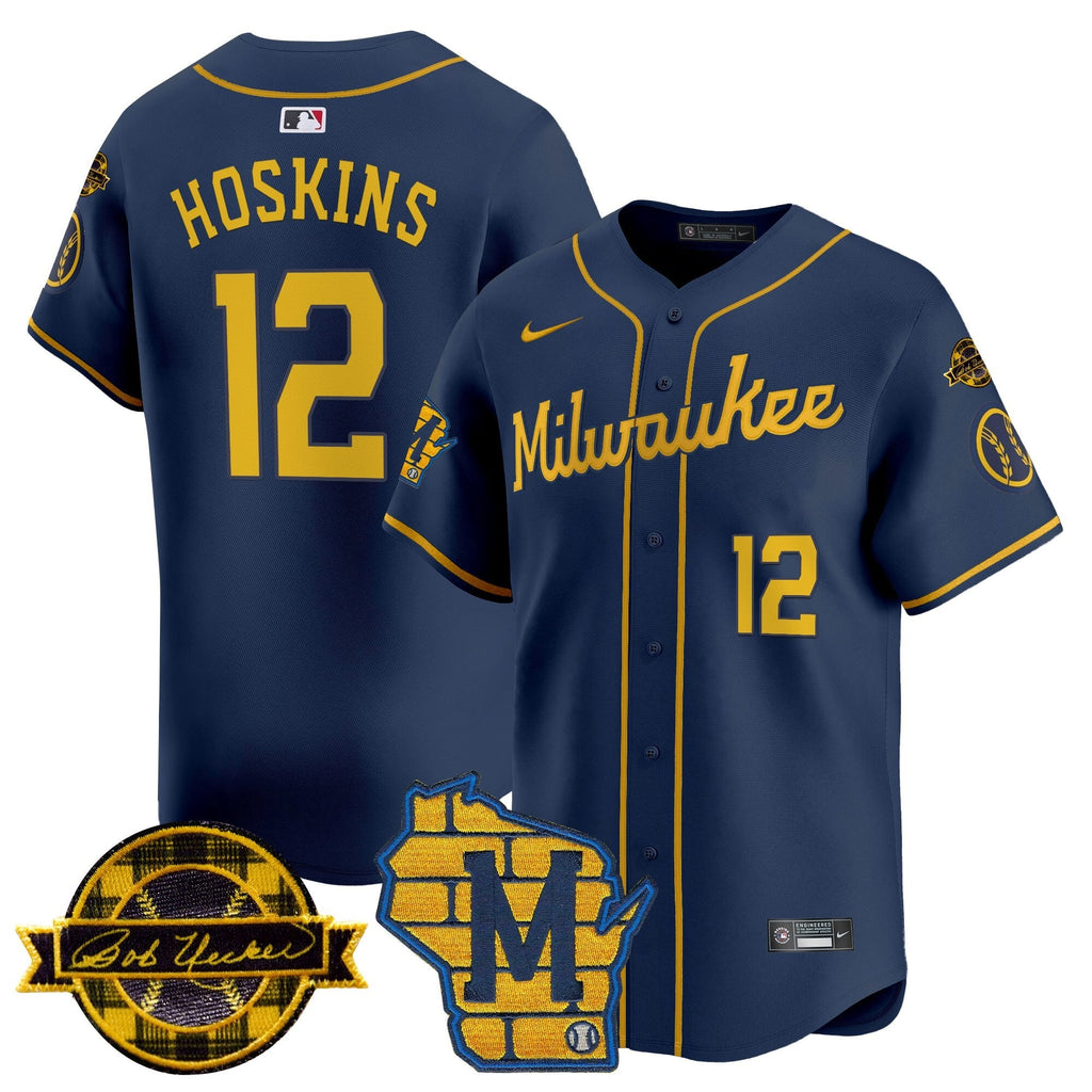 MIL Home & Bob Uecker Patch Vapor Premier Limited Jersey - All Stitched