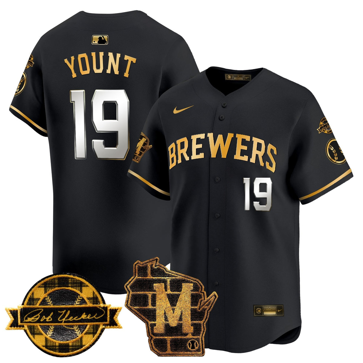 MIL Home & Bob Uecker Patch Vapor Premier Limited Jersey - All Stitched
