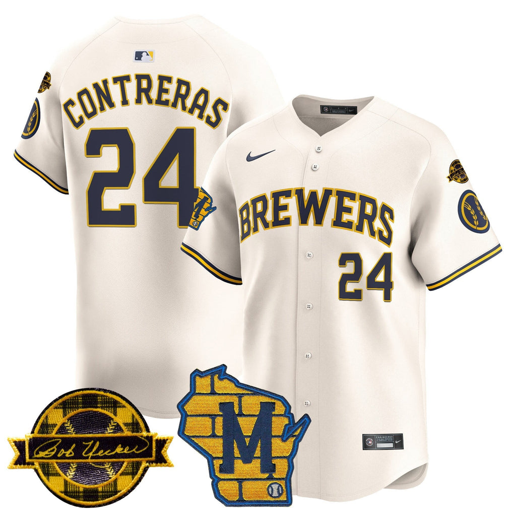 MIL Home & Bob Uecker Patch Vapor Premier Limited Jersey - All Stitched