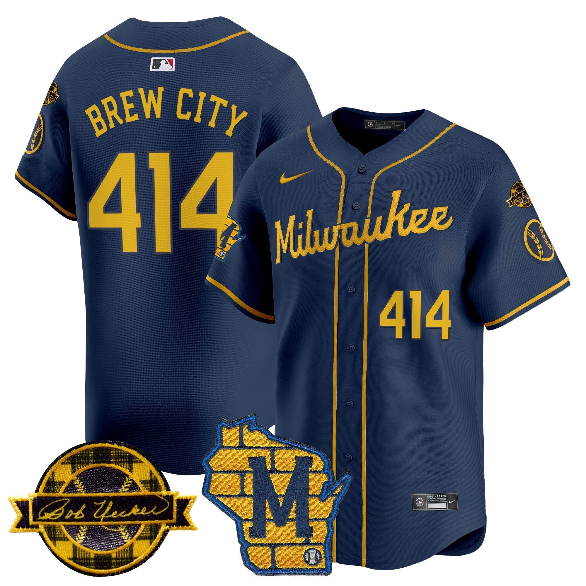 MIL Home & Bob Uecker Patch Vapor Premier Limited Jersey - All Stitched