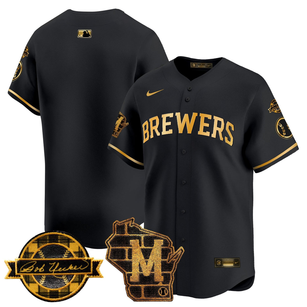 MIL Home & Bob Uecker Patch Vapor Premier Limited Jersey - All Stitched