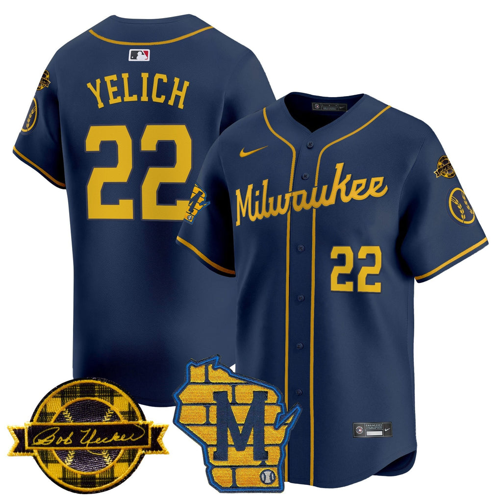 MIL Home & Bob Uecker Patch Vapor Premier Limited Jersey - All Stitched