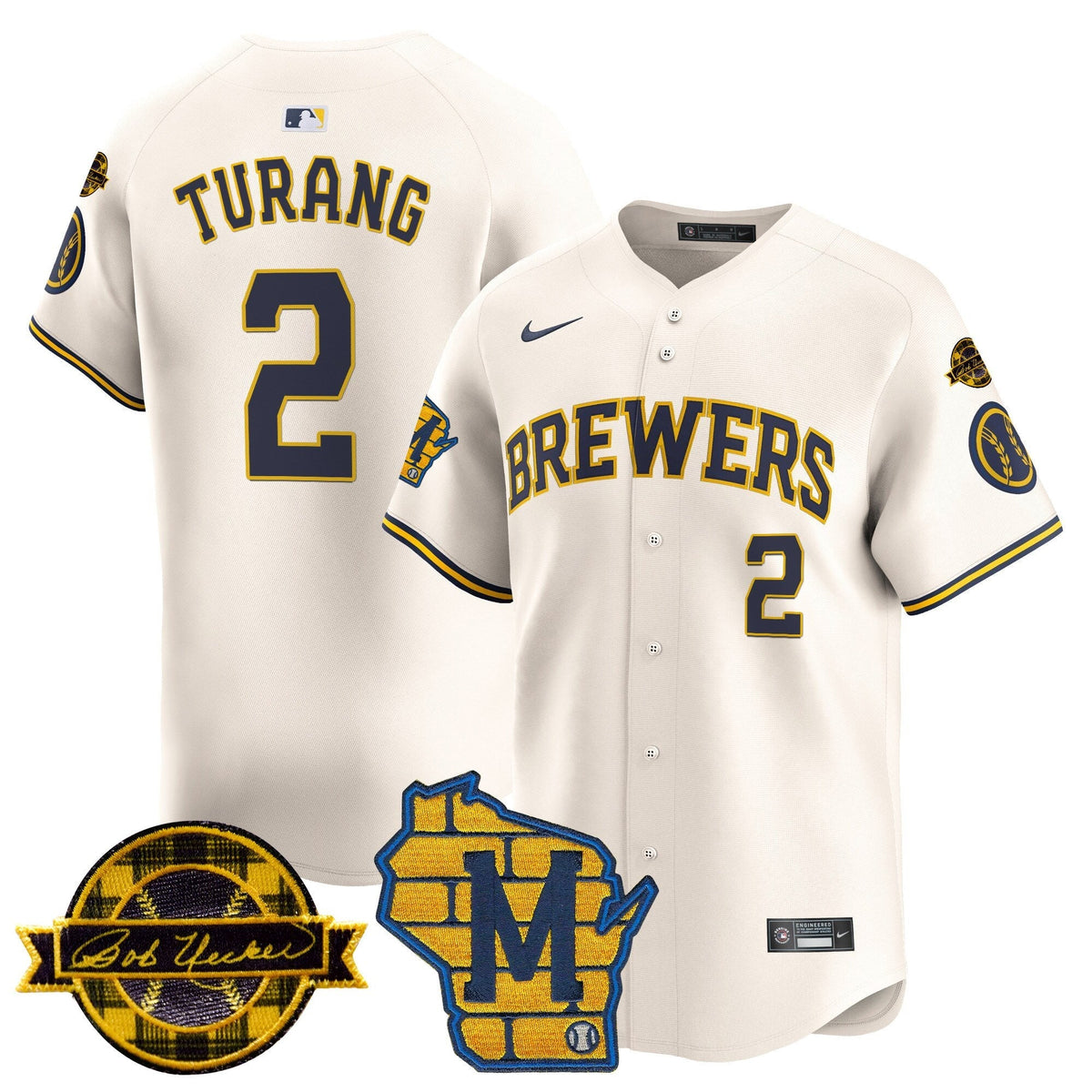 MIL Home & Bob Uecker Patch Vapor Premier Limited Jersey - All Stitched