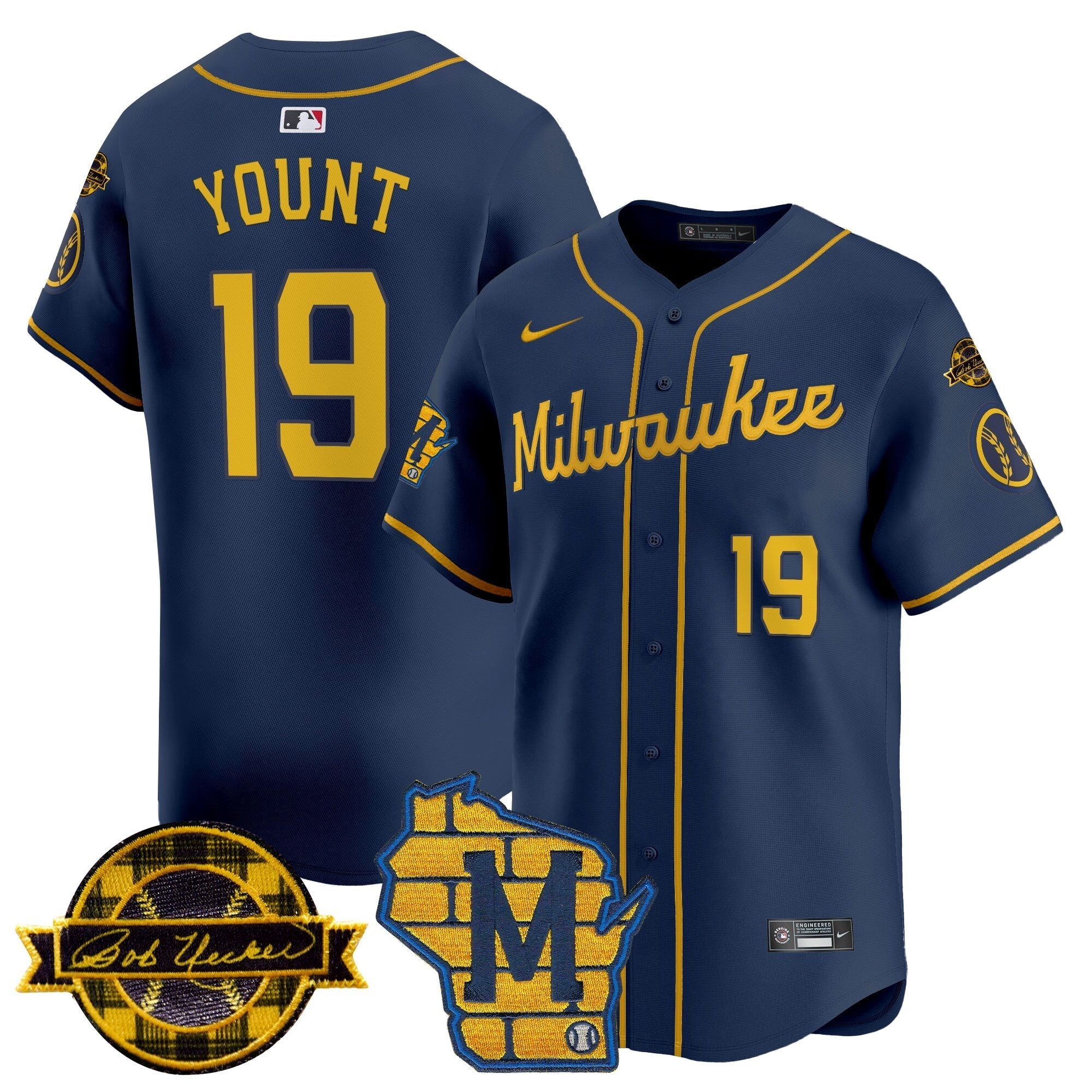 MIL Home & Bob Uecker Patch Vapor Premier Limited Jersey - All Stitched