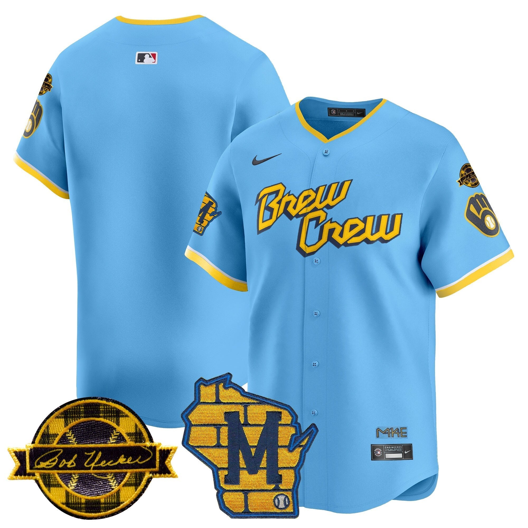 MIL Home & Bob Uecker Patch Vapor Premier Limited Jersey - All Stitched