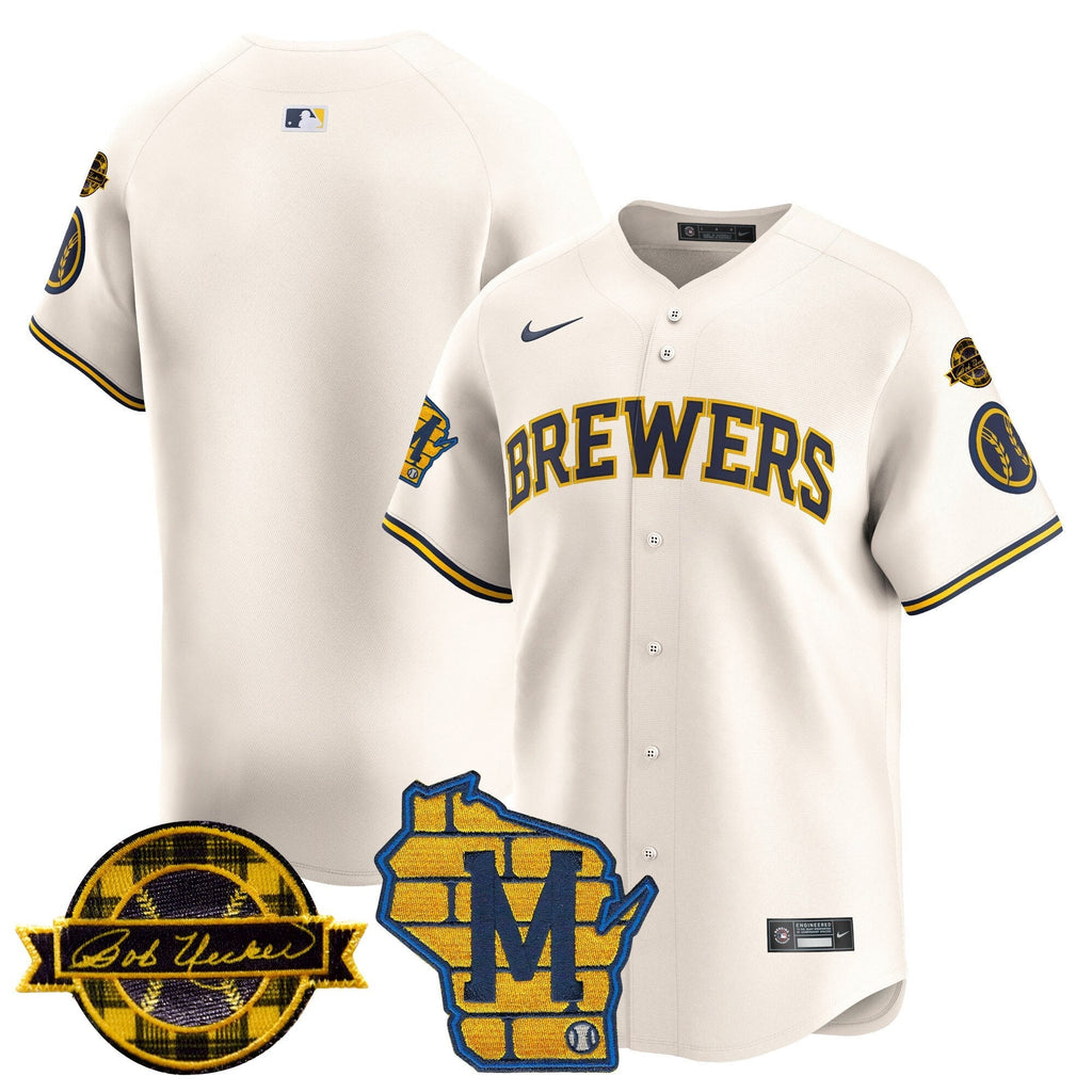 MIL Home & Bob Uecker Patch Vapor Premier Limited Jersey - All Stitched