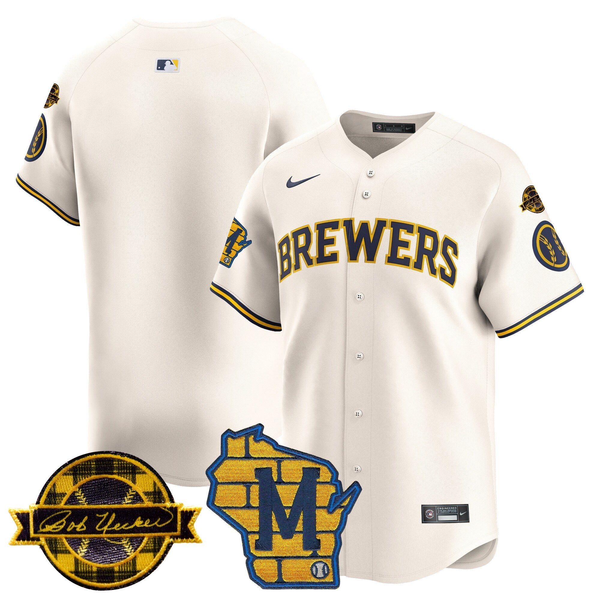 MIL Home & Bob Uecker Patch Vapor Premier Limited Jersey - All Stitched