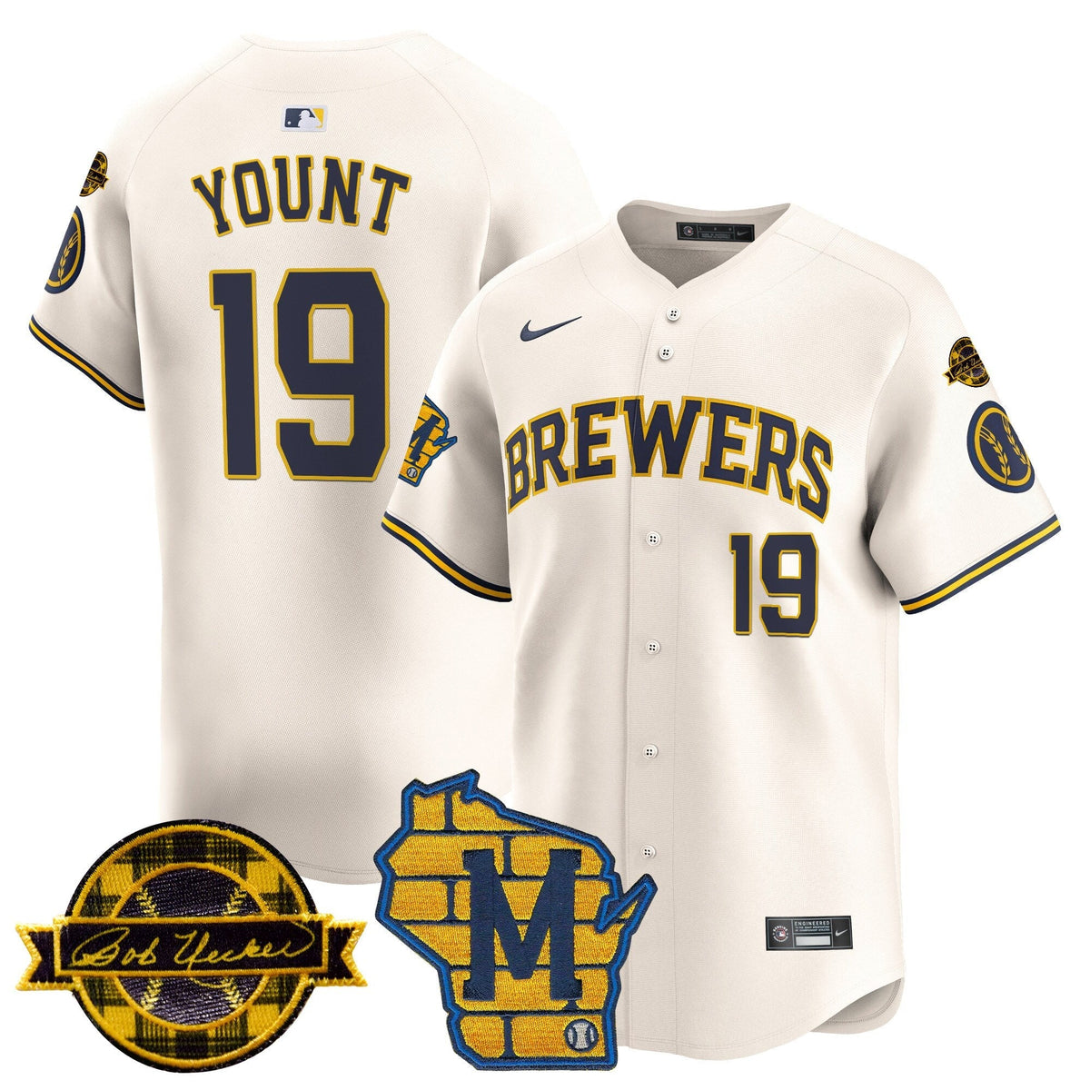 MIL Home & Bob Uecker Patch Vapor Premier Limited Jersey - All Stitched