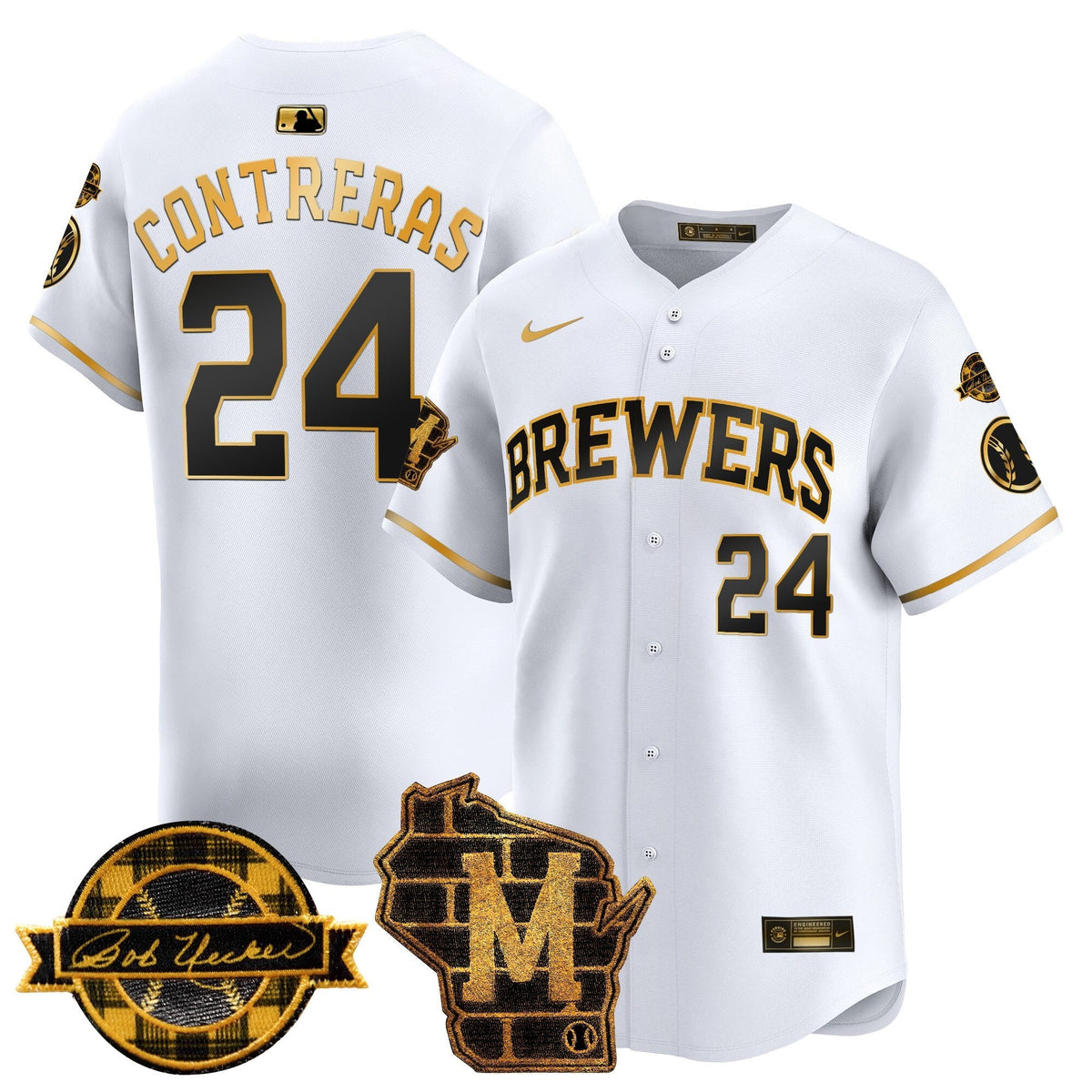 MIL Home & Bob Uecker Patch Vapor Premier Limited Jersey - All Stitched