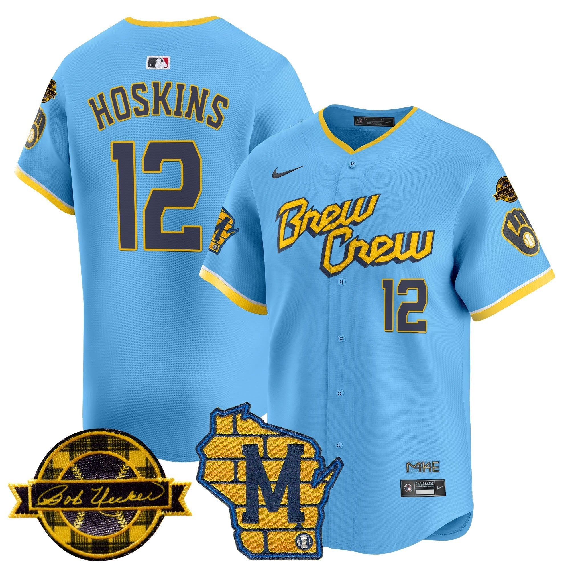 MIL Home & Bob Uecker Patch Vapor Premier Limited Jersey - All Stitched