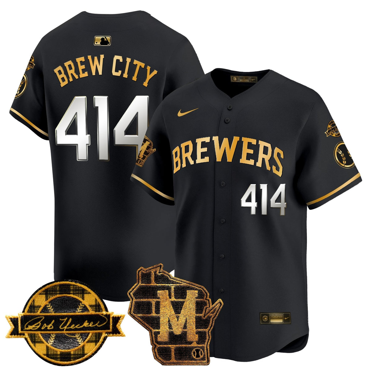 MIL Home & Bob Uecker Patch Vapor Premier Limited Jersey - All Stitched