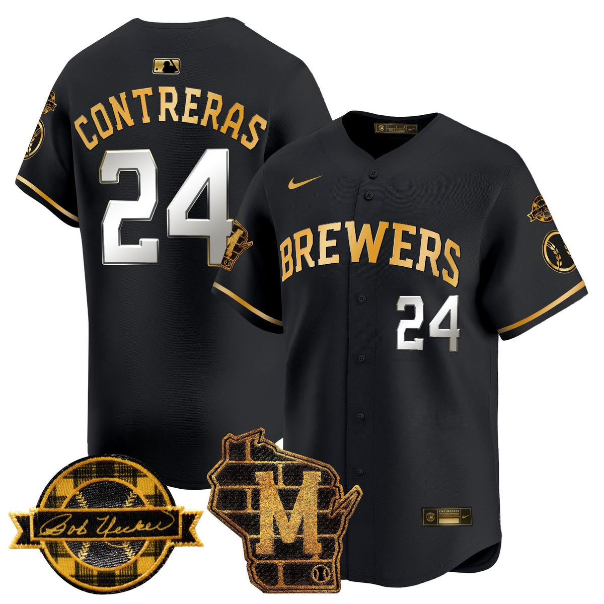 MIL Home & Bob Uecker Patch Vapor Premier Limited Jersey - All Stitched