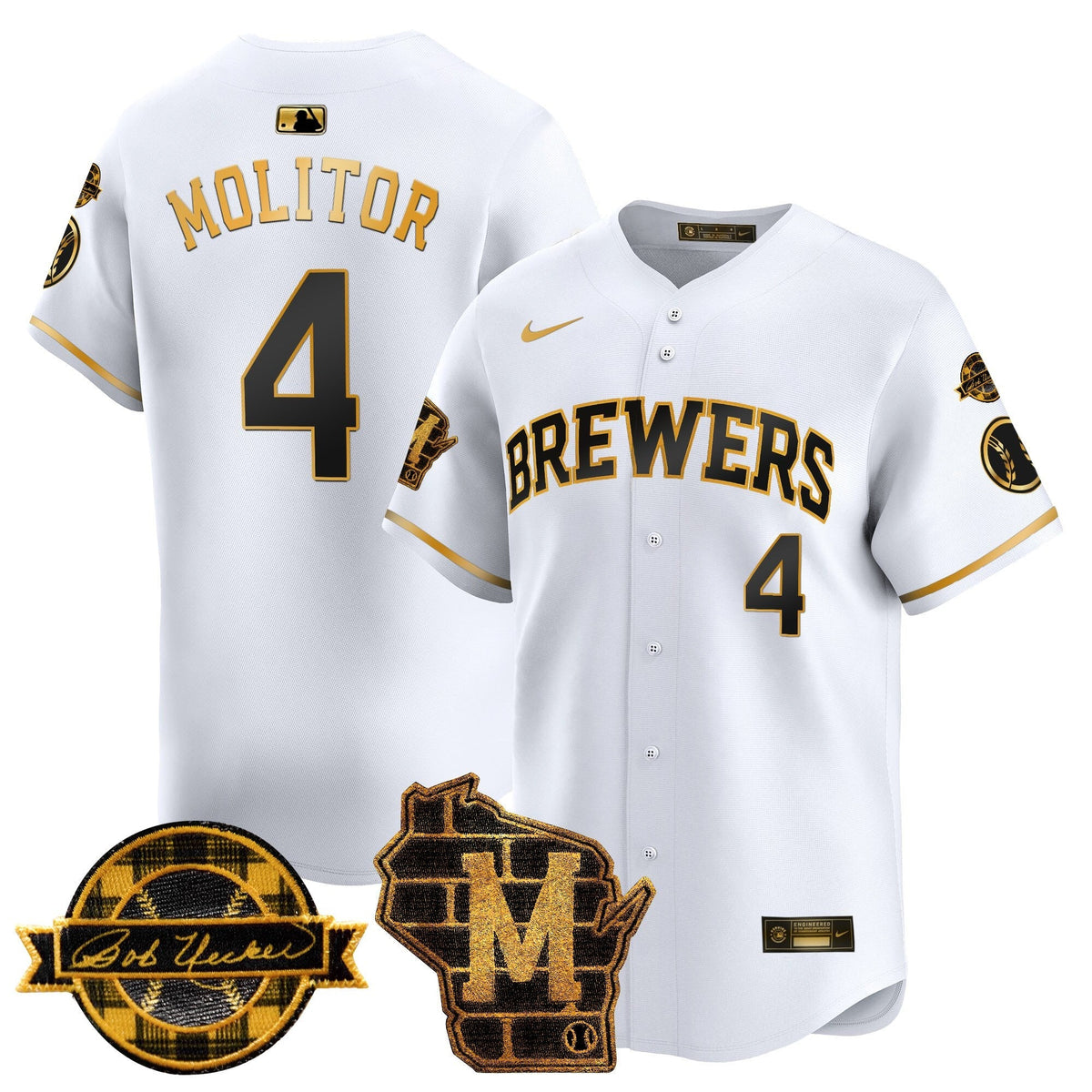 MIL Home & Bob Uecker Patch Vapor Premier Limited Jersey - All Stitched