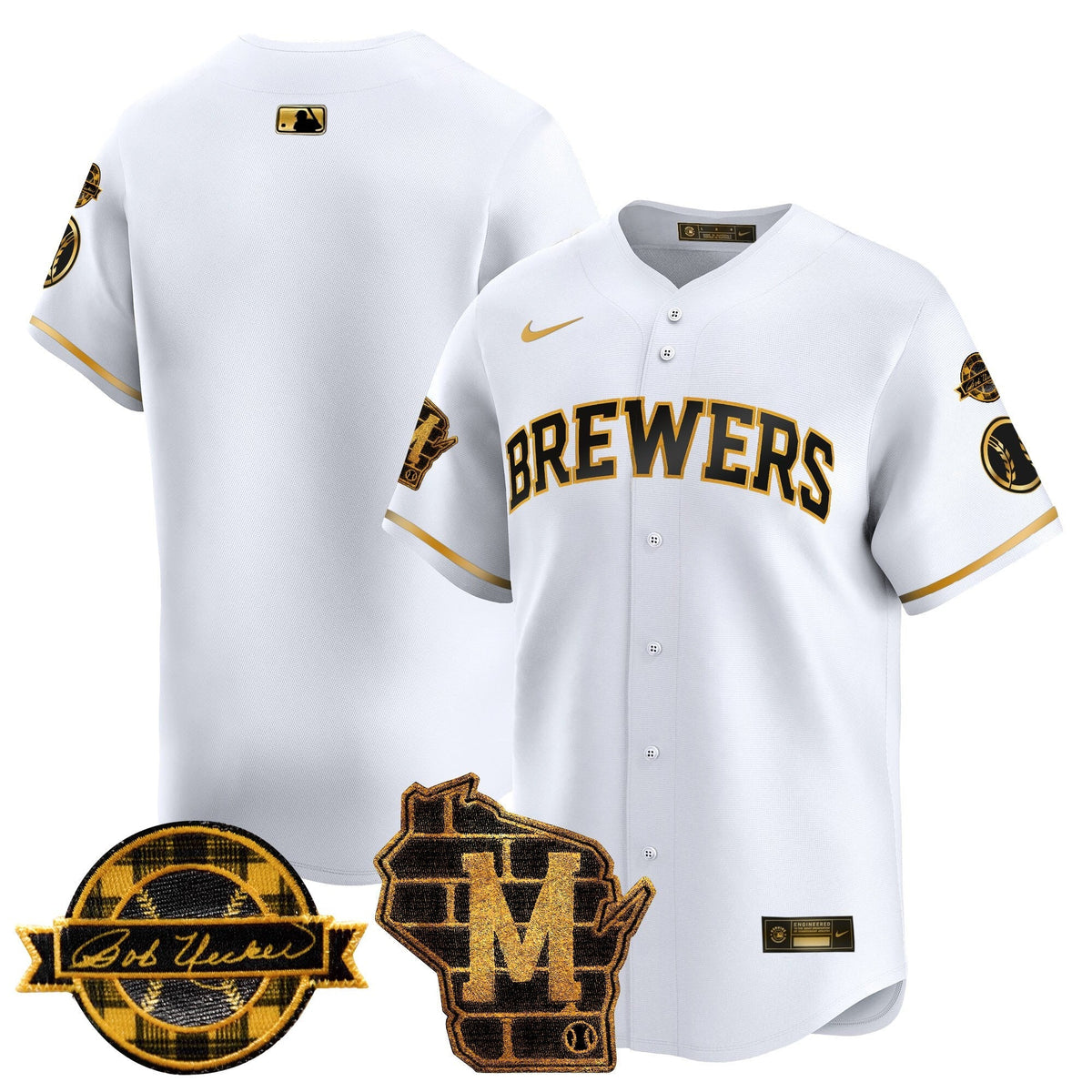 MIL Home & Bob Uecker Patch Vapor Premier Limited Jersey - All Stitched