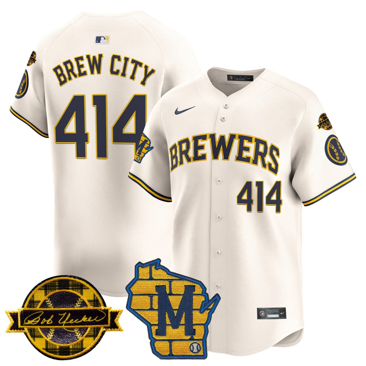 MIL Home & Bob Uecker Patch Vapor Premier Limited Jersey - All Stitched