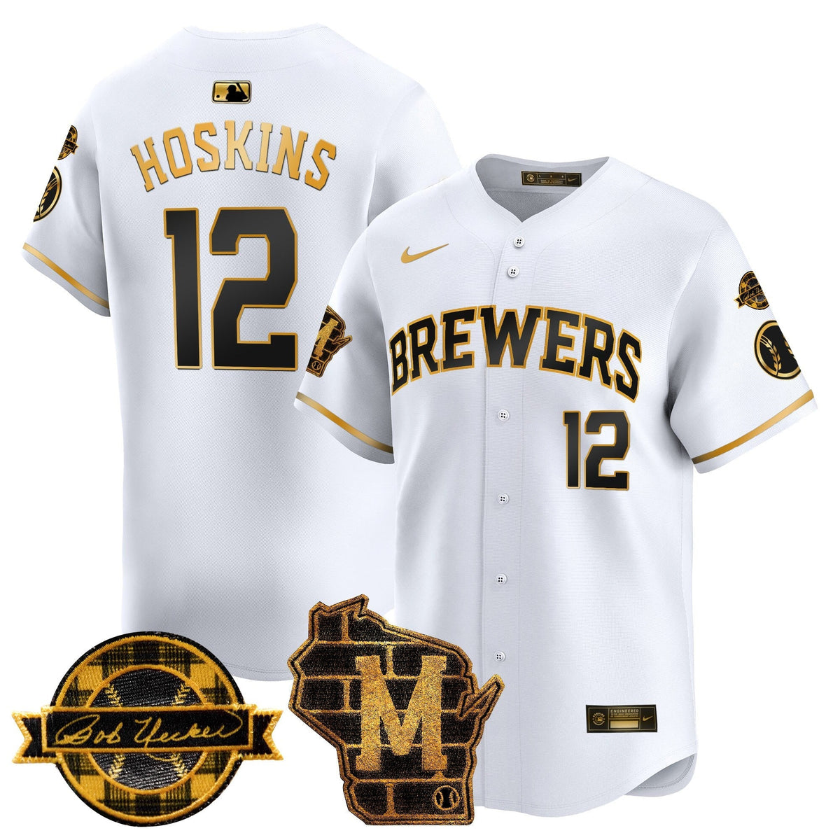 MIL Home & Bob Uecker Patch Vapor Premier Limited Jersey - All Stitched