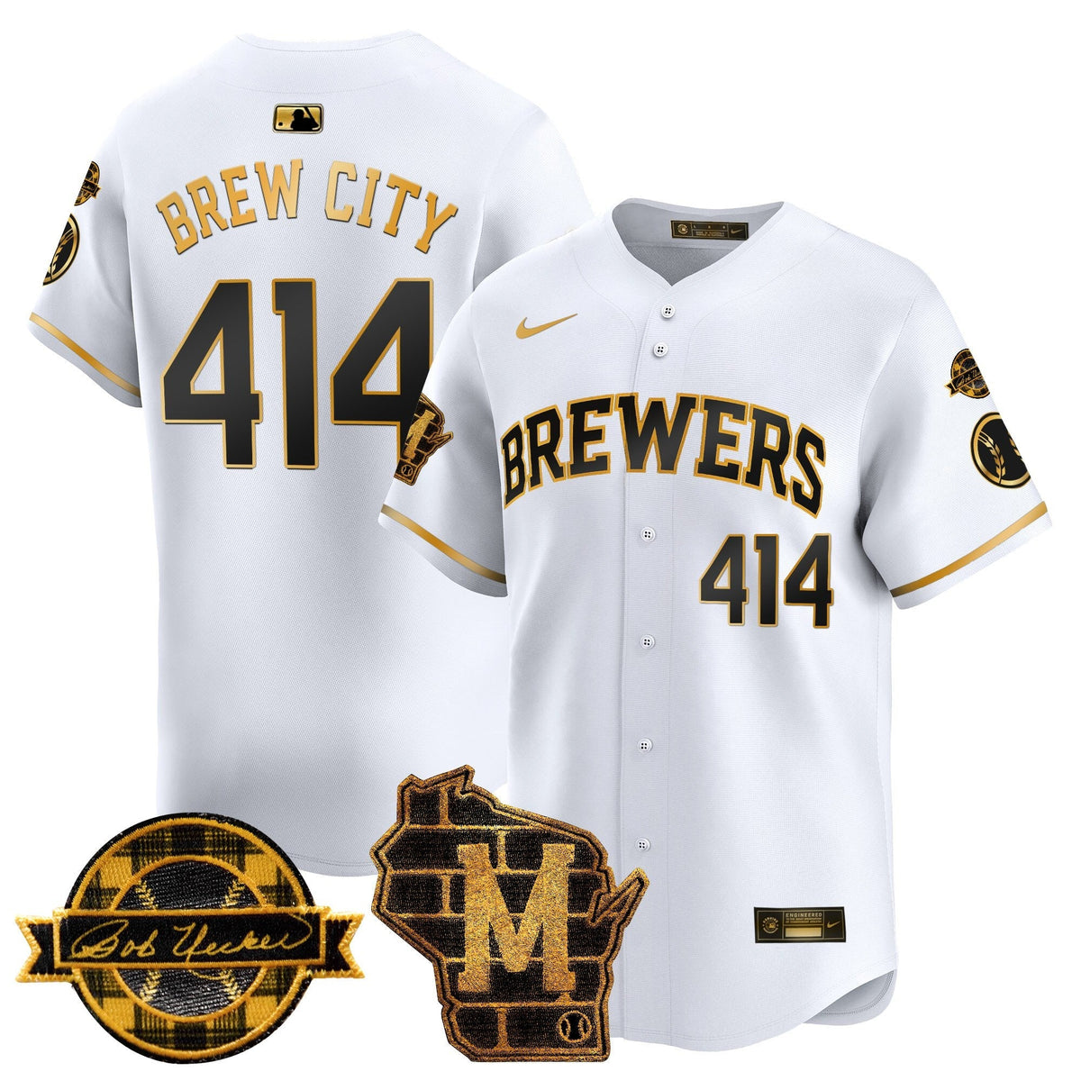 MIL Home & Bob Uecker Patch Vapor Premier Limited Jersey - All Stitched