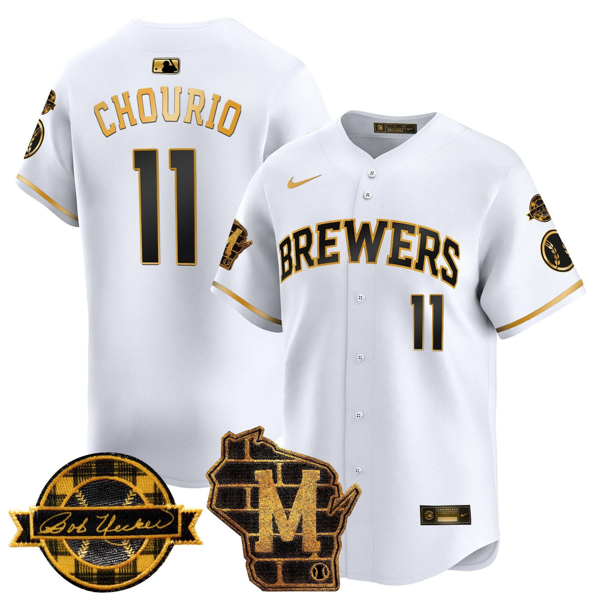 MIL Home & Bob Uecker Patch Vapor Premier Limited Jersey - All Stitched