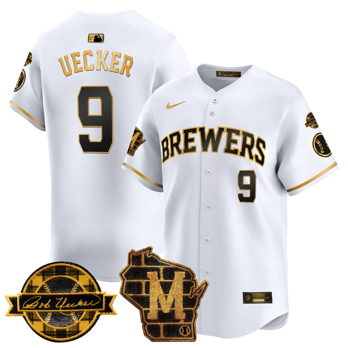 MIL Home & Bob Uecker Patch Vapor Premier Limited Jersey - All Stitched