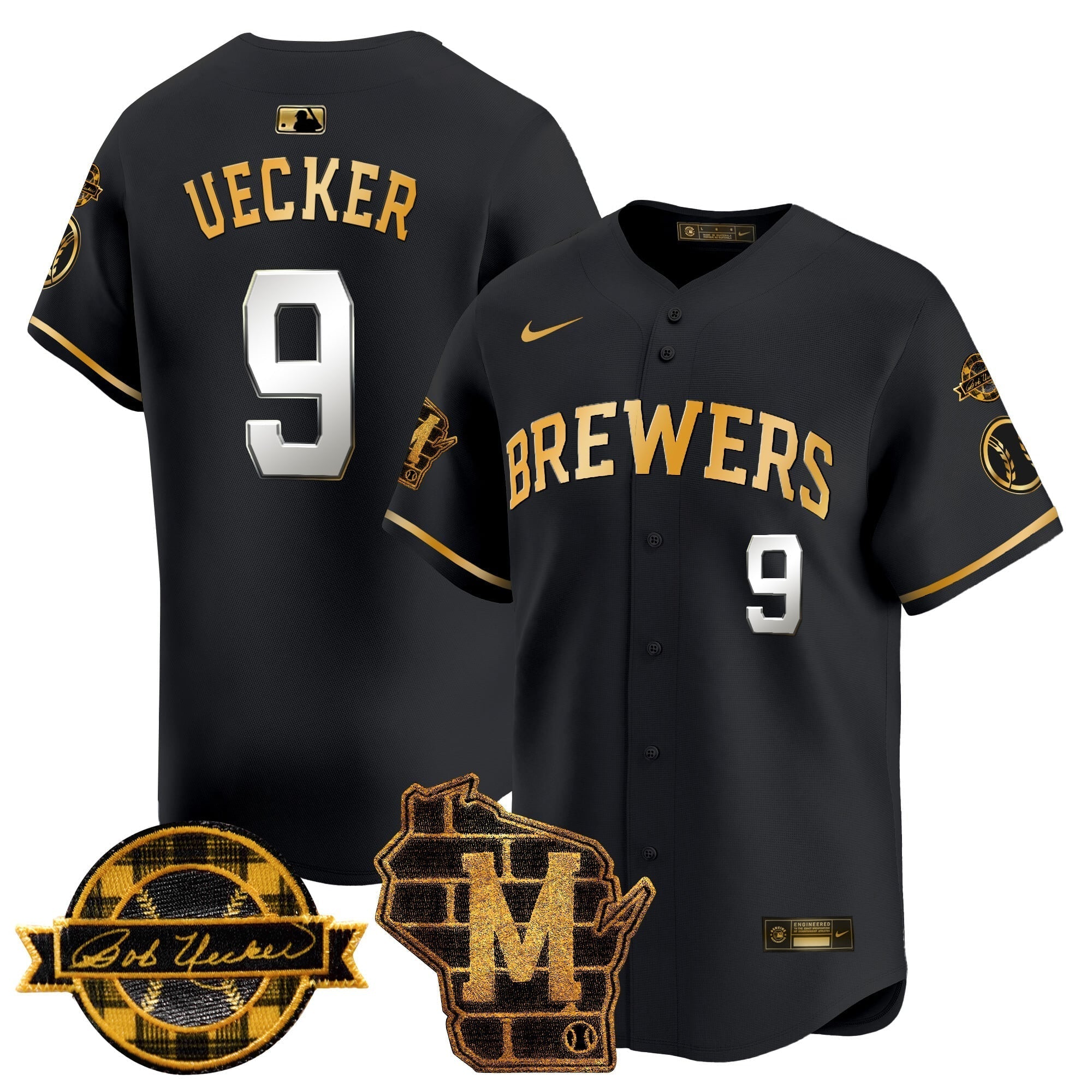 MIL Home & Bob Uecker Patch Vapor Premier Limited Jersey - All Stitched