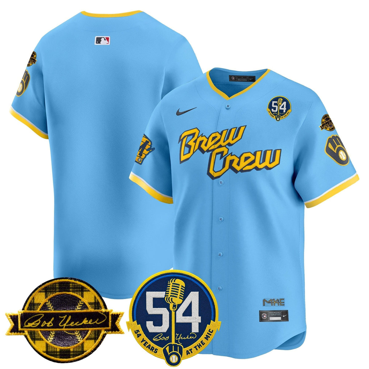 MIL 'Bob Uecker - 54 Seasons for Brewers' City Connect Jersey - Stitched