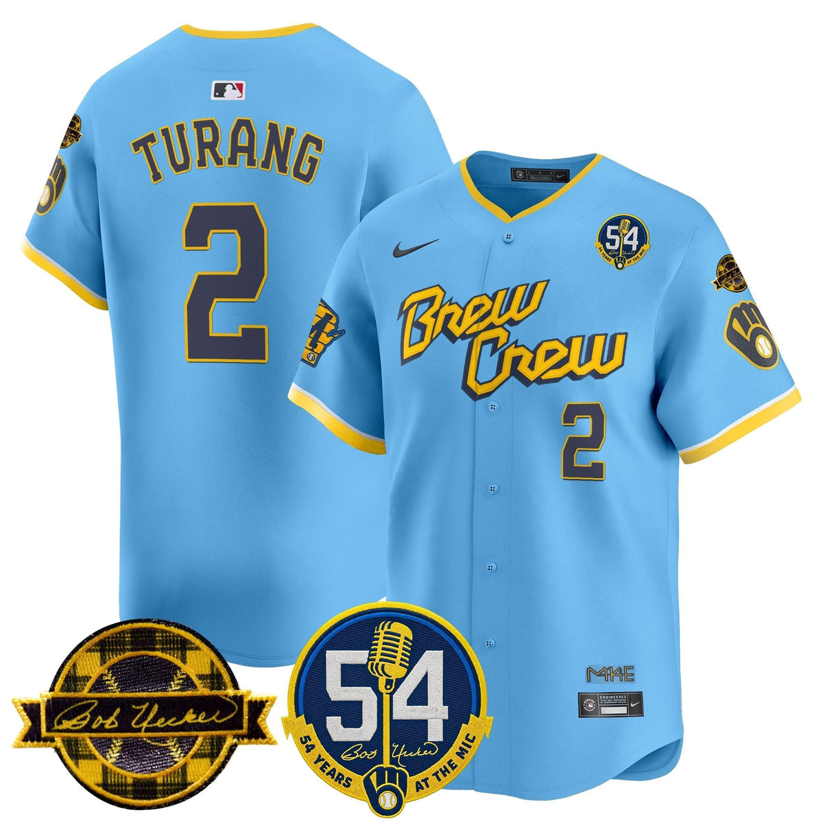 MIL 'Bob Uecker - 54 Seasons for Brewers' Limited Gold Jersey - Stitched