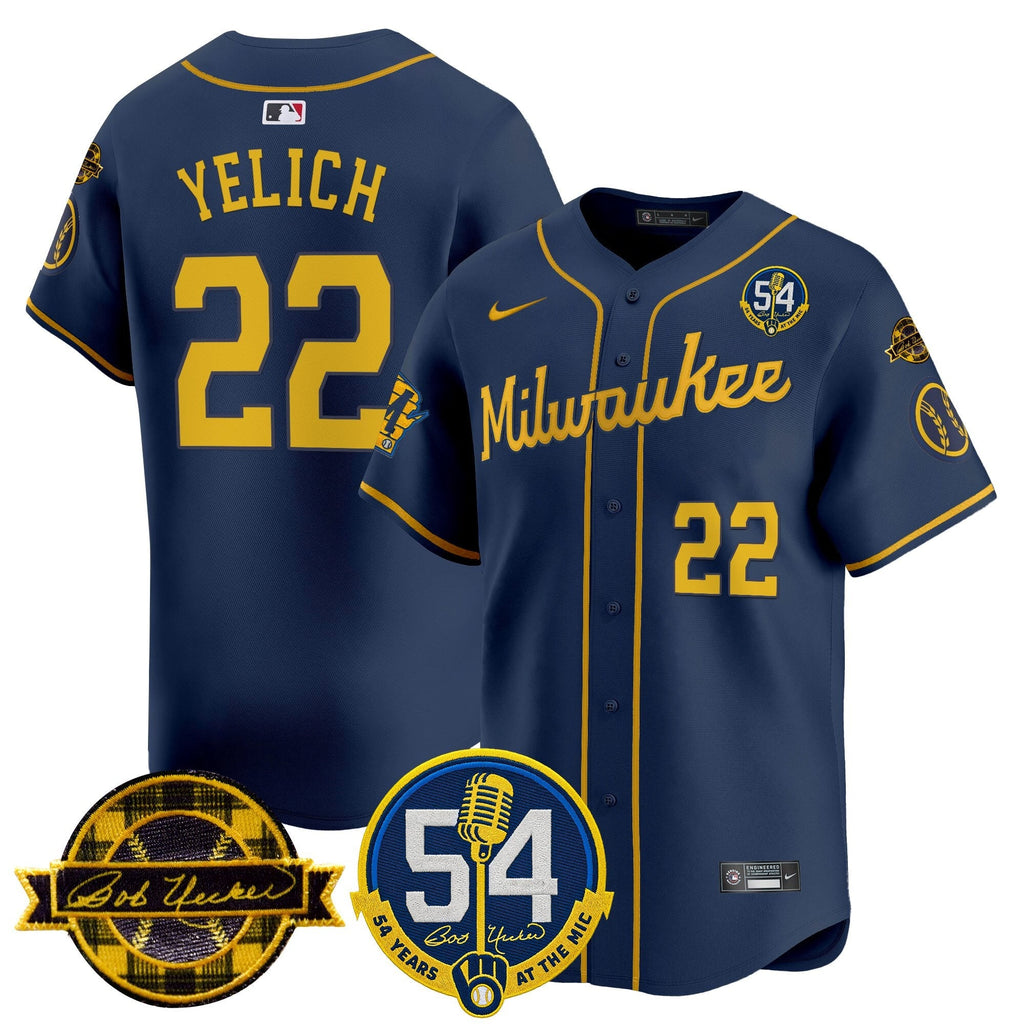 MIL 'Bob Uecker - 54 Seasons for Brewers' City Connect Jersey - Stitched