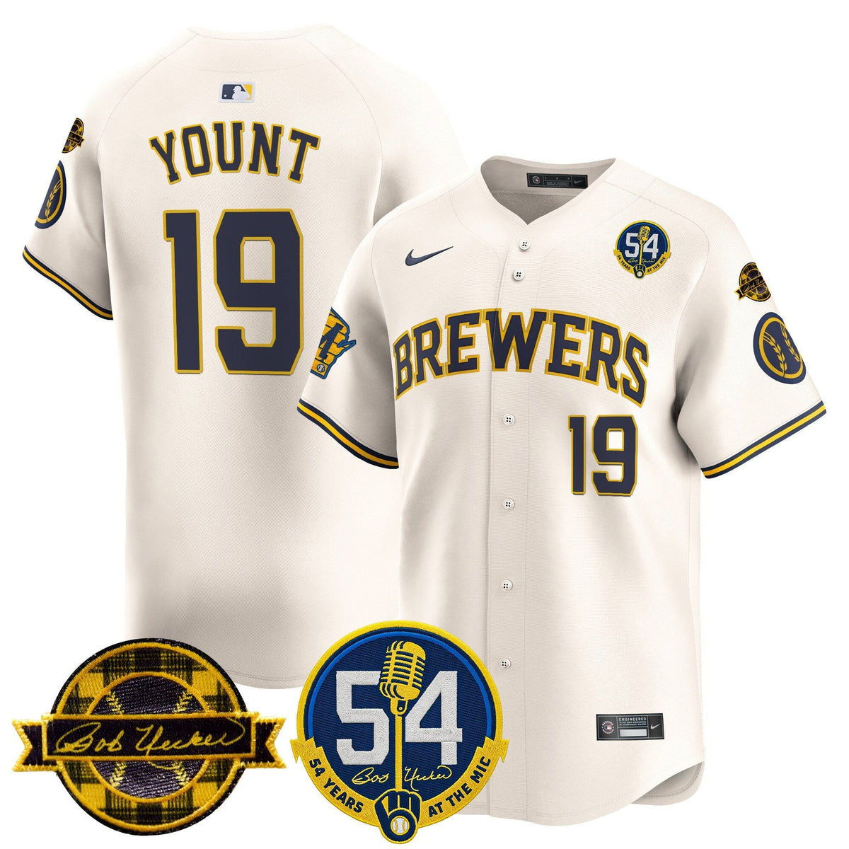 MIL 'Bob Uecker - 54 Seasons for Brewers' City Connect Jersey - Stitched