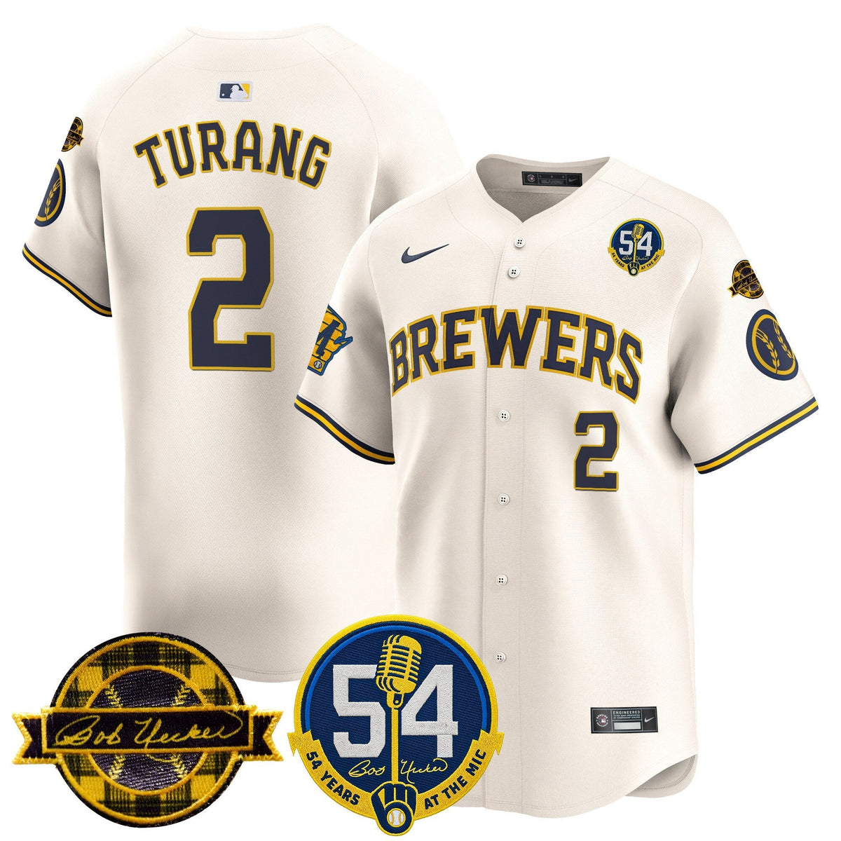 MIL 'Bob Uecker - 54 Seasons for Brewers' Limited Gold Jersey - Stitched