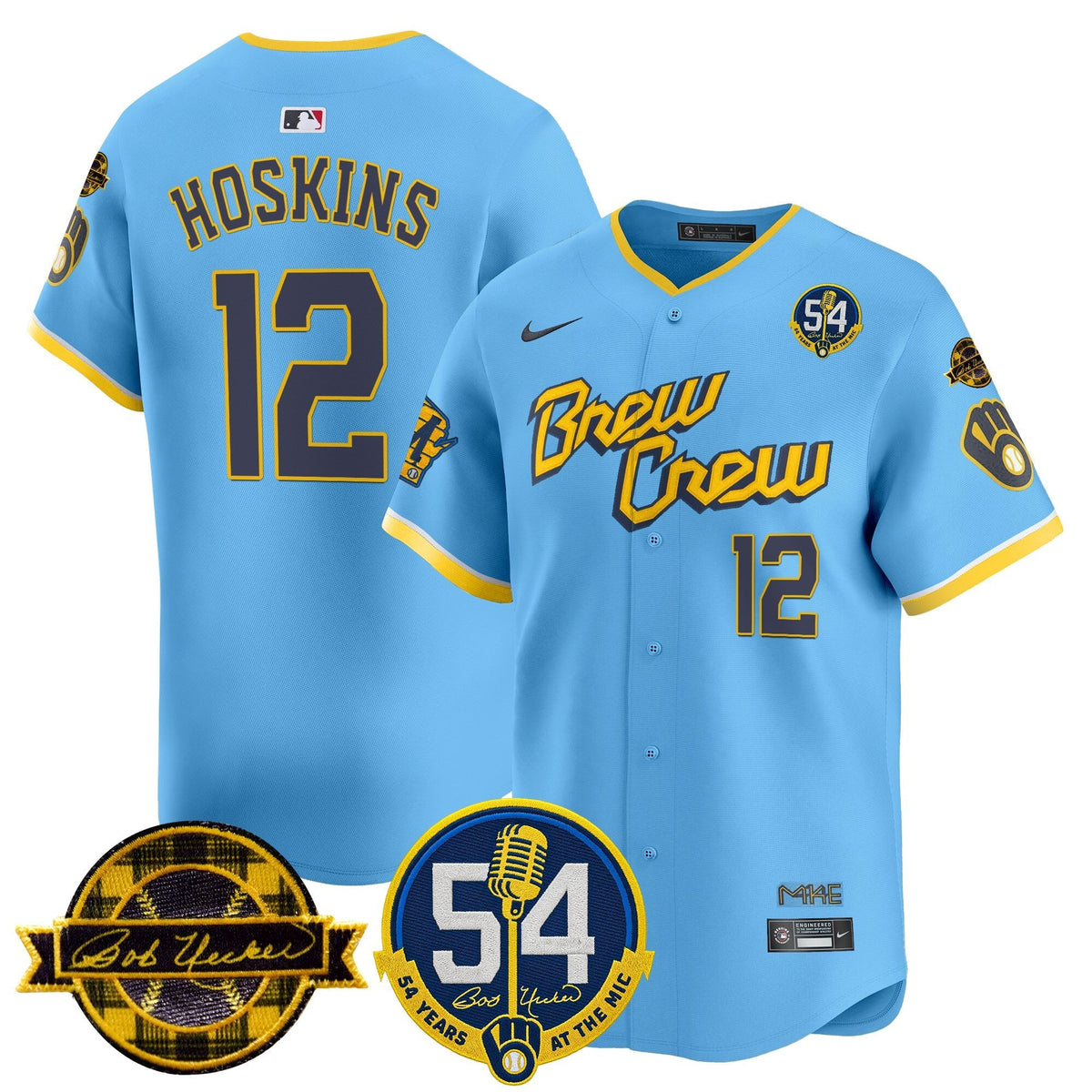 MIL 'Bob Uecker - 54 Seasons for Brewers' Limited Gold Jersey - Stitched