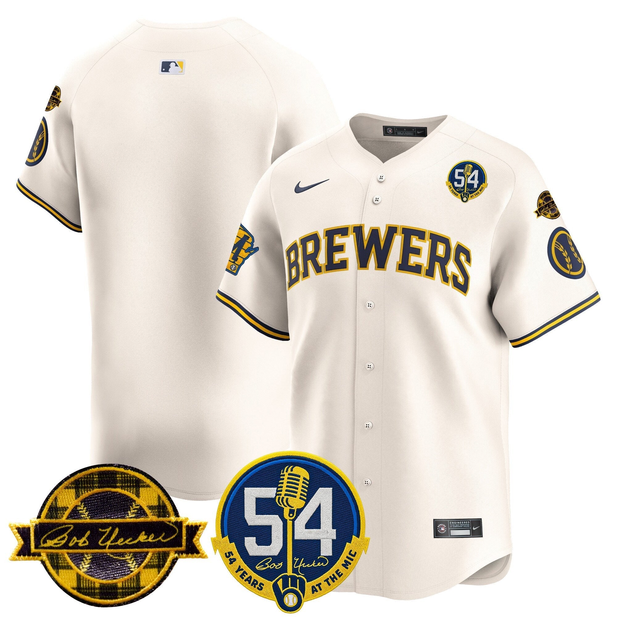 MIL 'Bob Uecker - 54 Seasons for Brewers' City Connect Jersey - Stitched