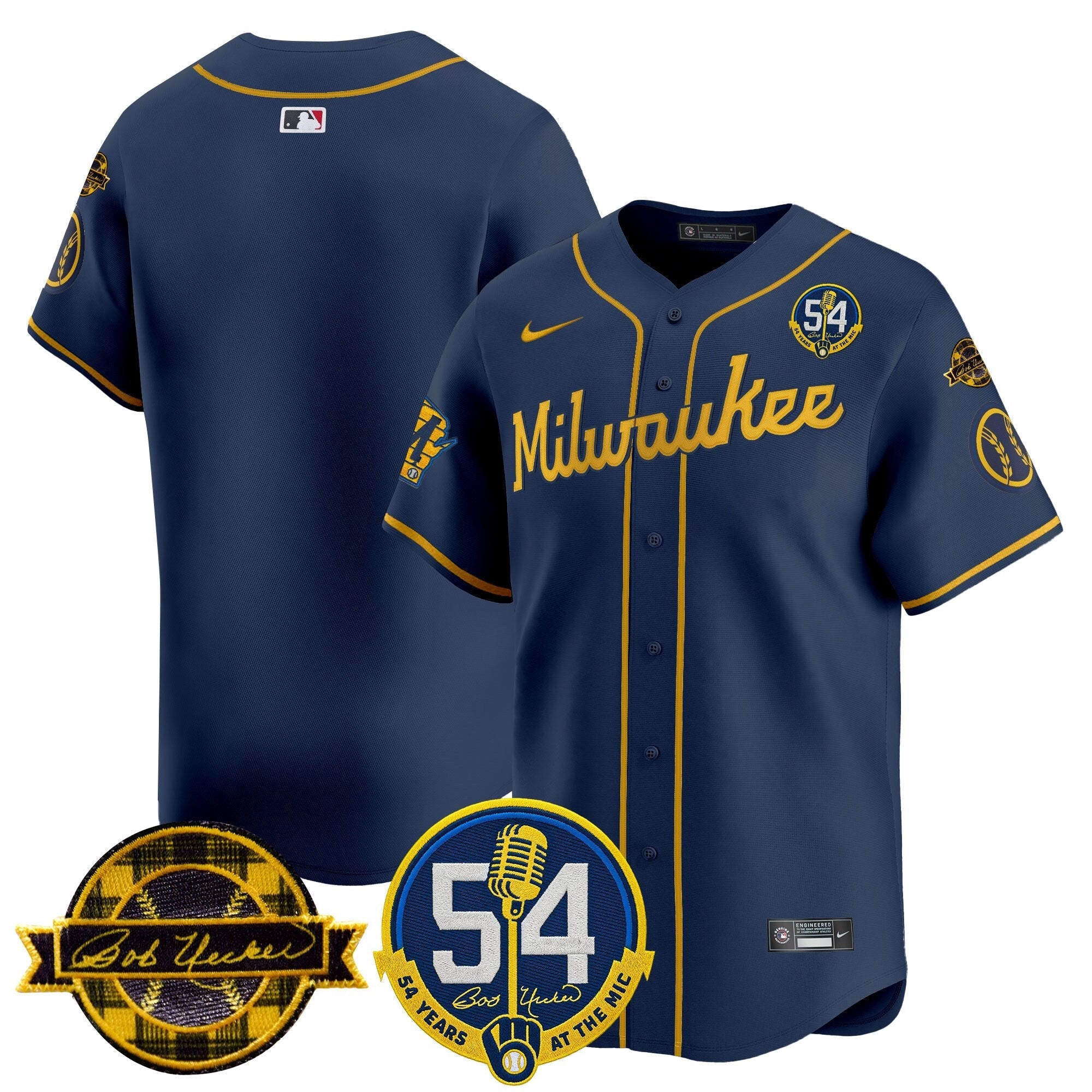 MIL 'Bob Uecker - 54 Seasons for Brewers' City Connect Jersey - Stitched