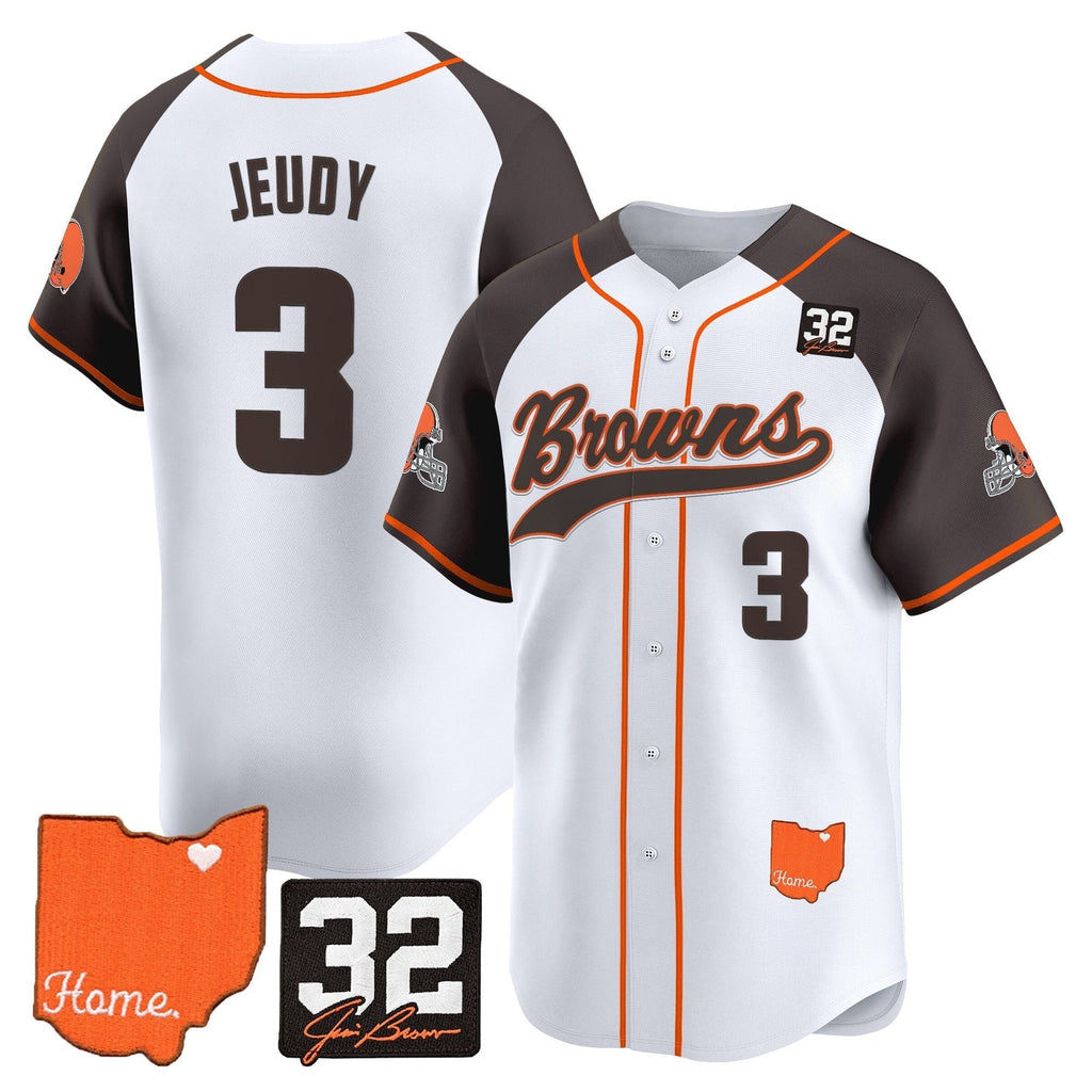 CLE '#32 Jim Brown Memorial & Home Patch' Vapor Baseball Jersey - All Stitched