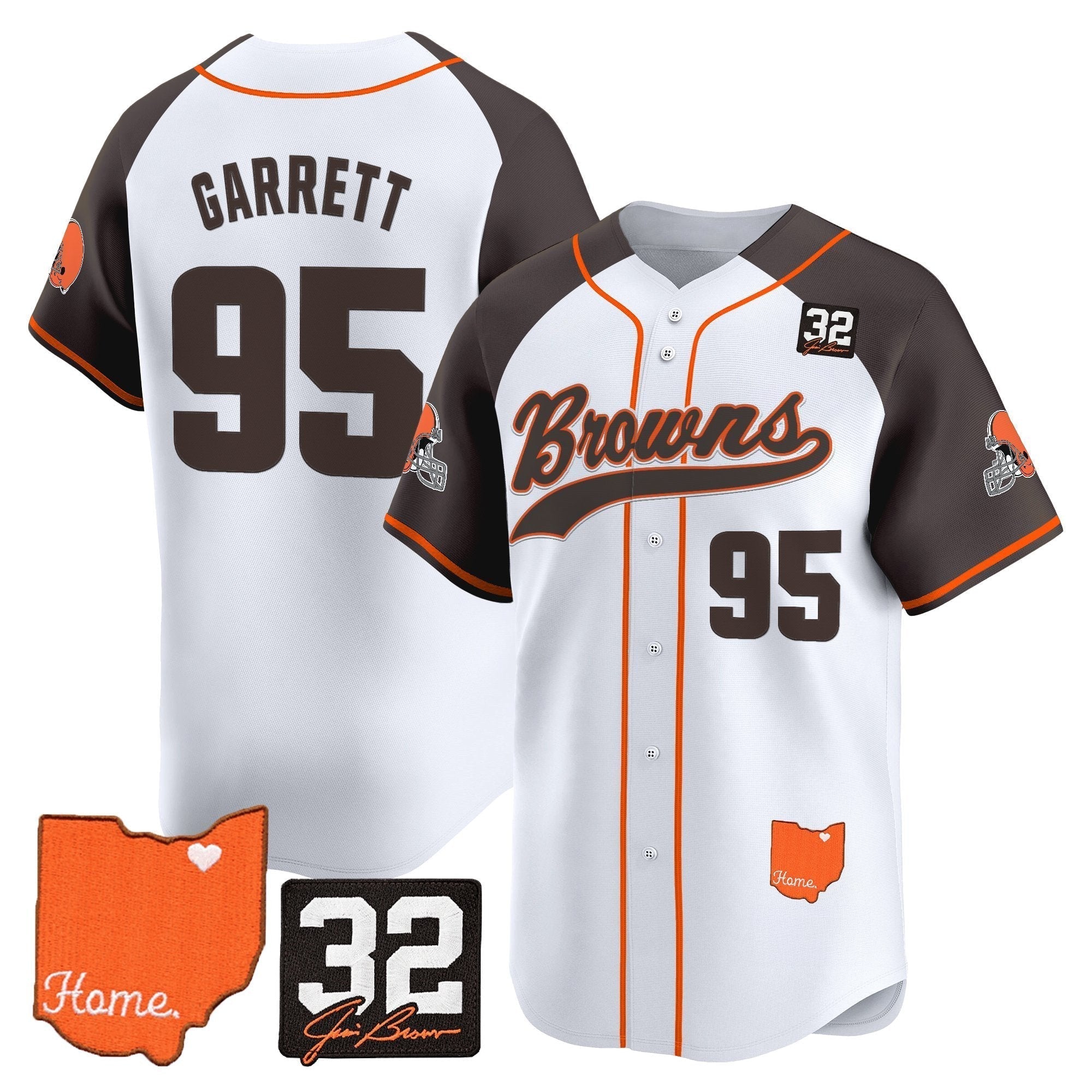 CLE '#32 Jim Brown Memorial & Home Patch' Vapor Baseball Jersey - All Stitched