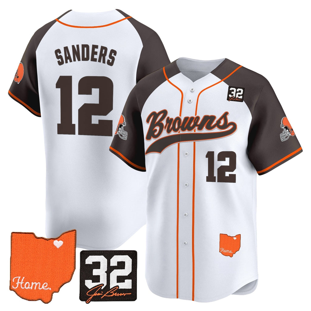 CLE '#32 Jim Brown Memorial & Home Patch' Vapor Baseball Jersey - All Stitched
