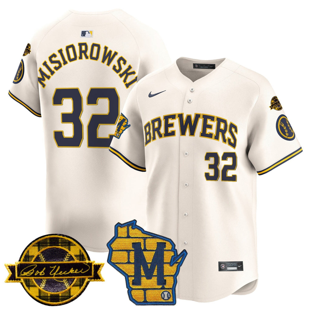 MIL Home & Bob Uecker Patch Vapor Premier Limited Jersey - All Stitched