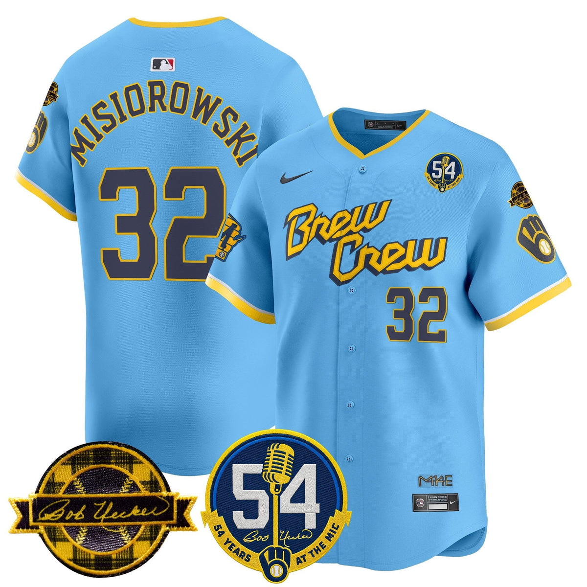 MIL 'Bob Uecker - 54 Seasons for Brewers' Limited Gold Jersey - Stitched