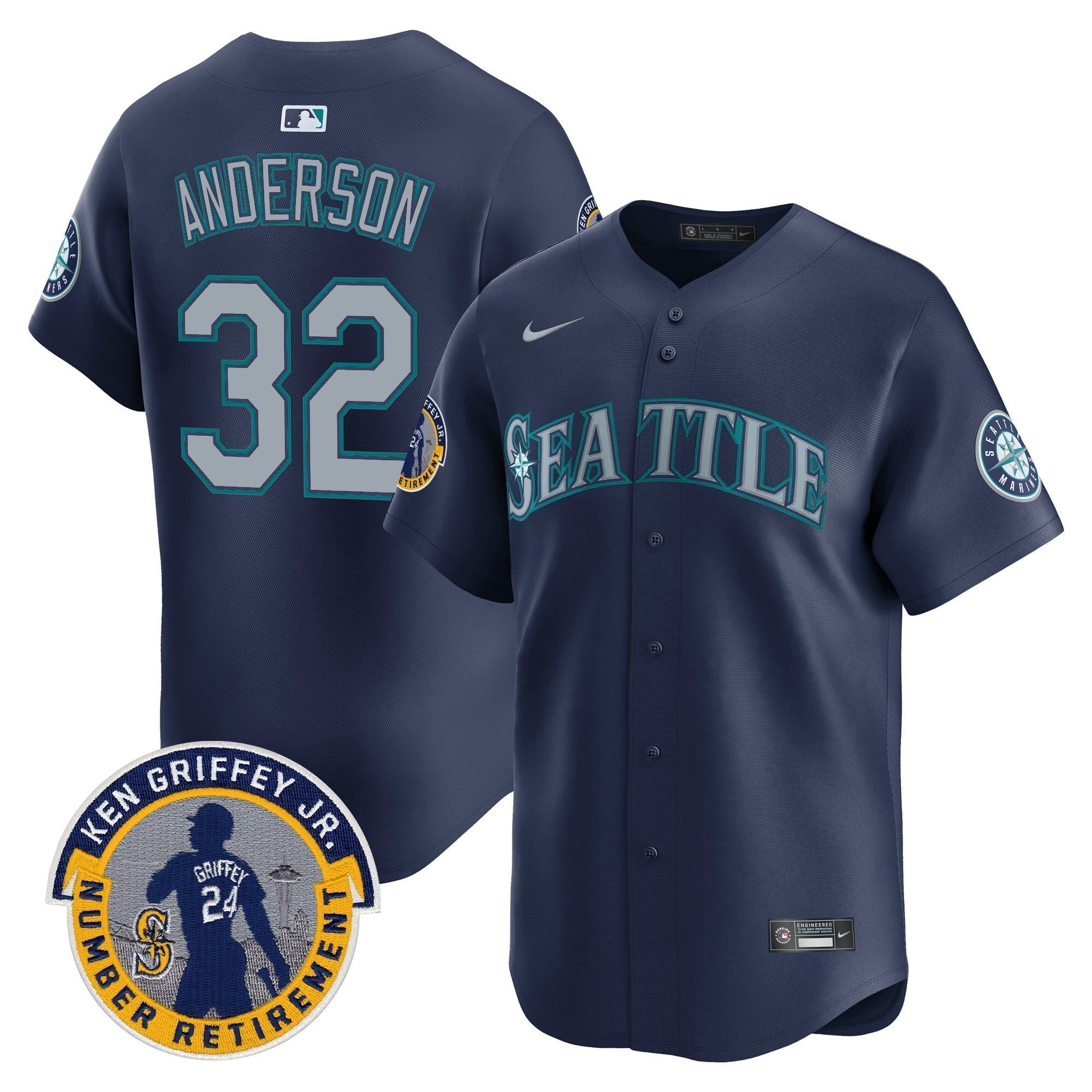 SEA 2025 Ken Griffey Jr. Patch Vapor Premier Limited Jersey - Stitched