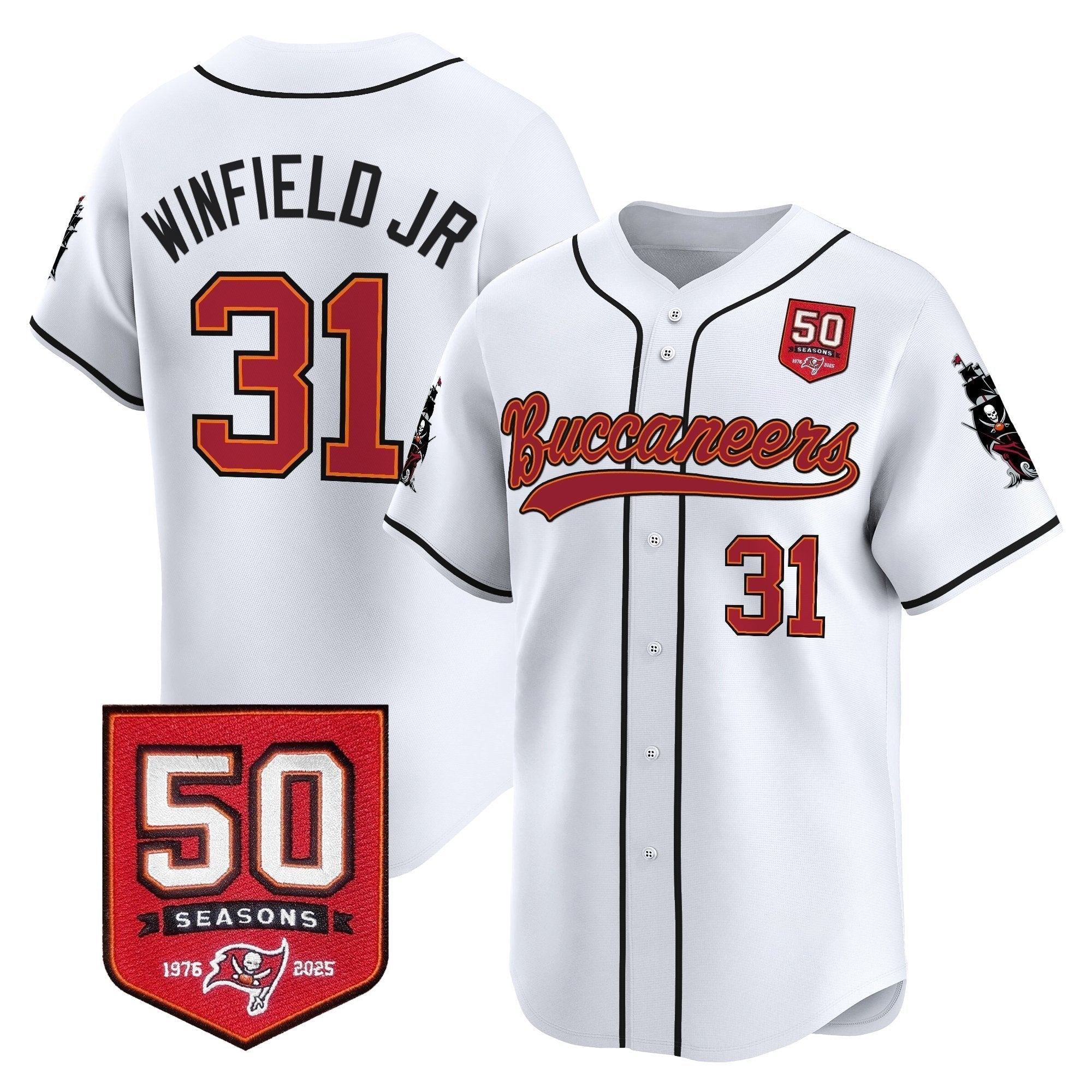 TB 50th Season Patch Vapor Baseball Jersey - Stitched