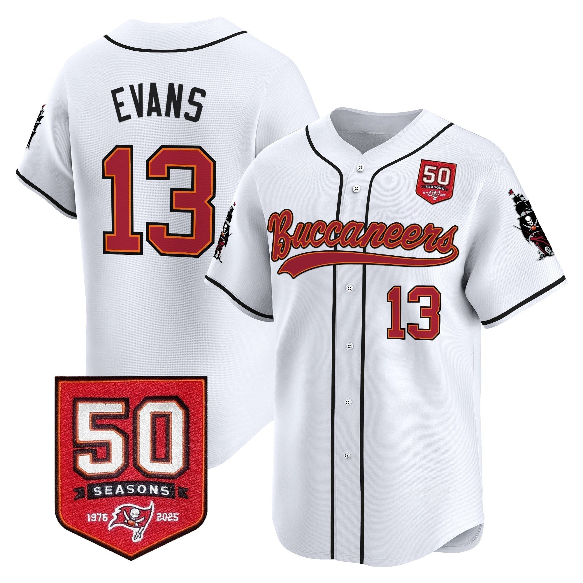 TB 50th Season Patch Vapor Baseball Jersey - Stitched