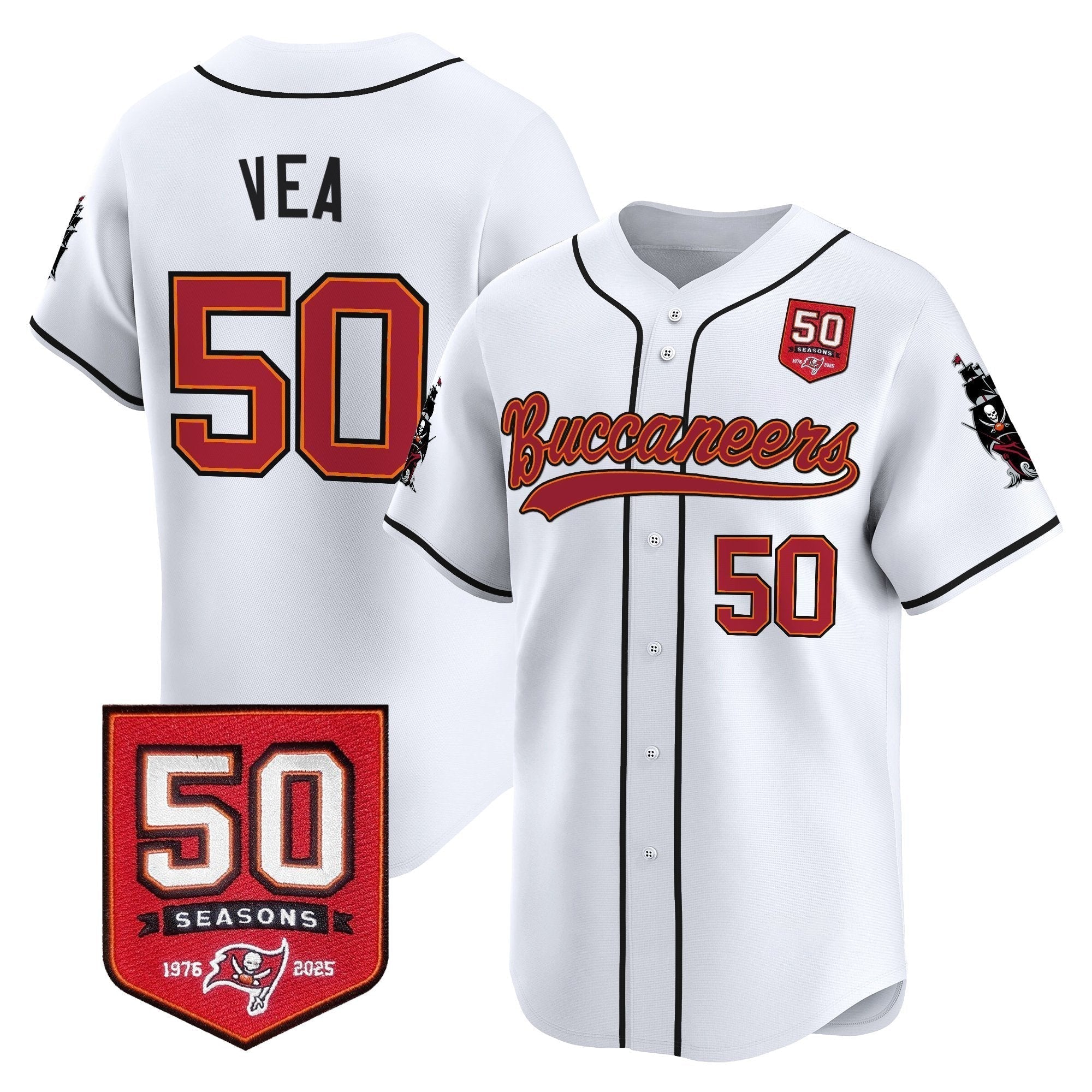 TB 50th Season Patch Vapor Baseball Jersey - Stitched