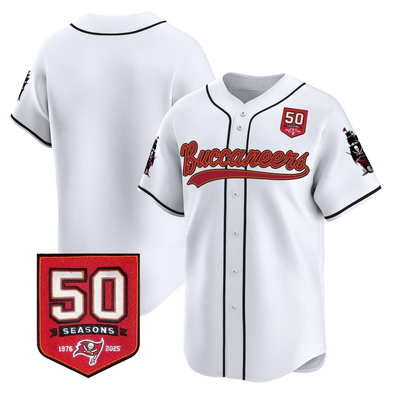 TB 50th Season Patch Vapor Baseball Jersey - Stitched