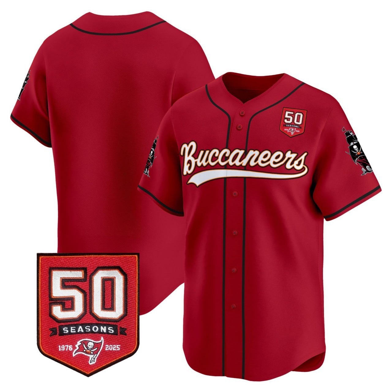 TB 50th Season Patch Vapor Baseball Jersey - Stitched