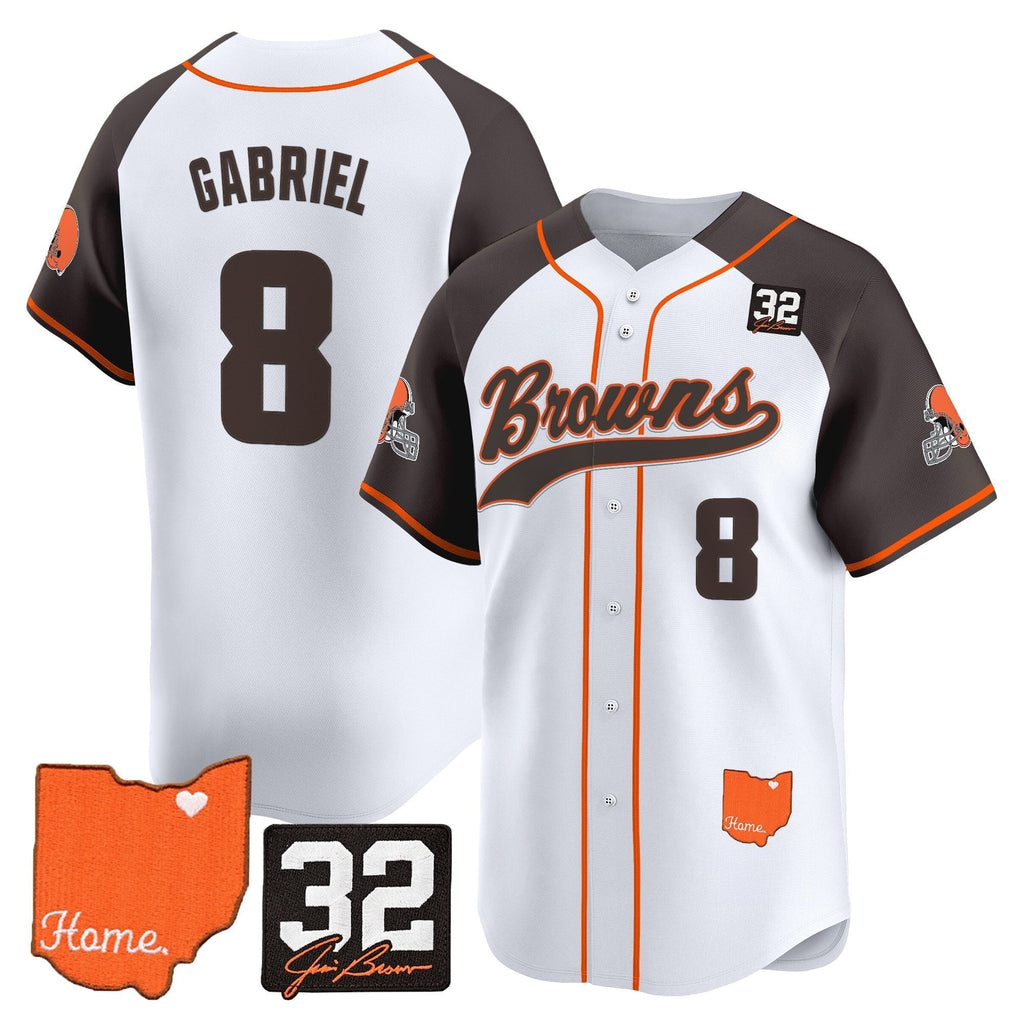 CLE '#32 Jim Brown Memorial & Home Patch' Vapor Baseball Jersey - All Stitched