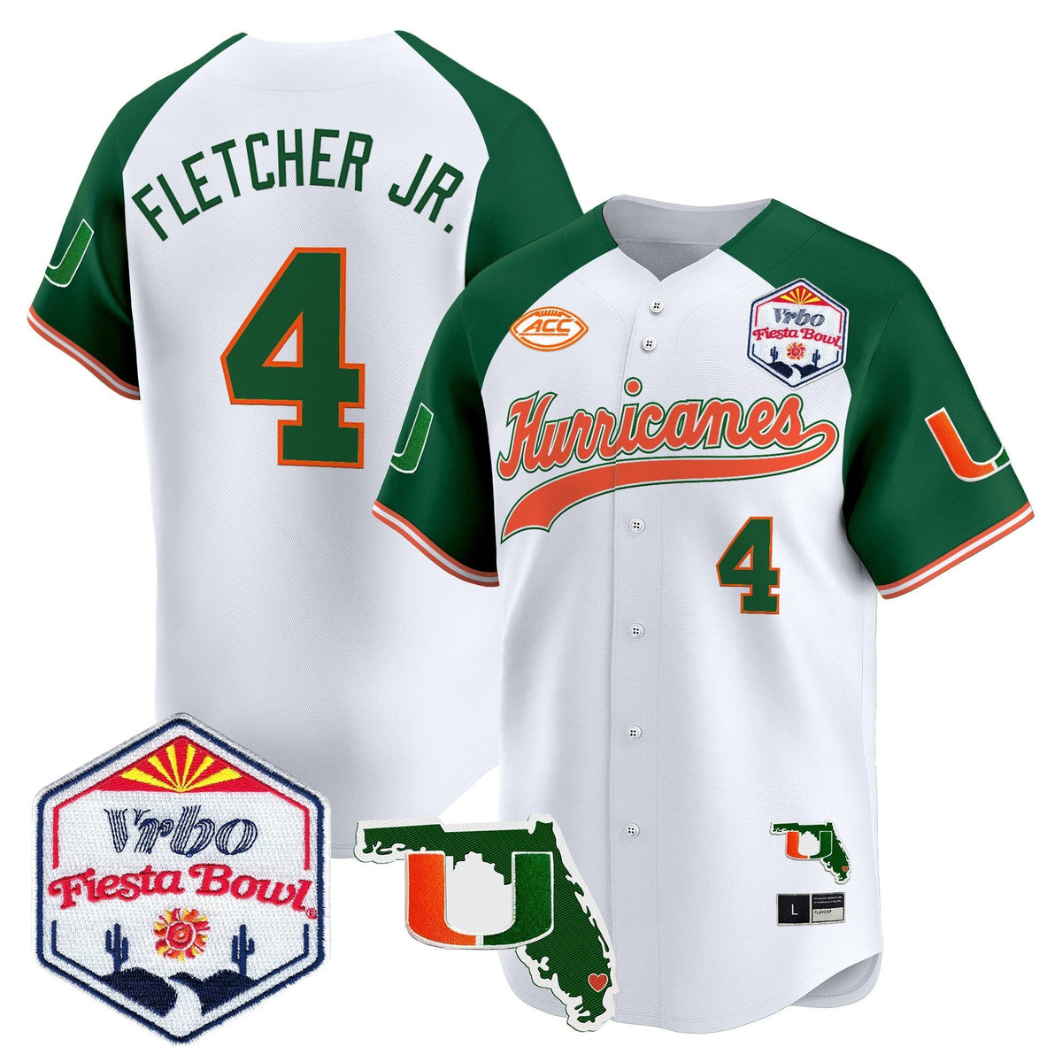MIA 2026 The Fiesta Bowl & Florida Patch Vapor Baseball Jersey - All Stitched