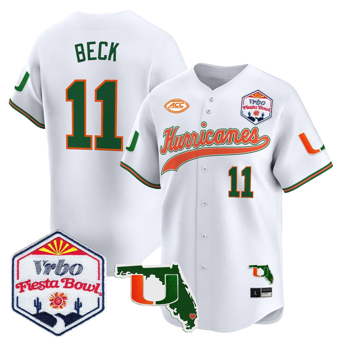 MIA 2026 The Fiesta Bowl & Florida Patch Vapor Baseball Jersey - All Stitched