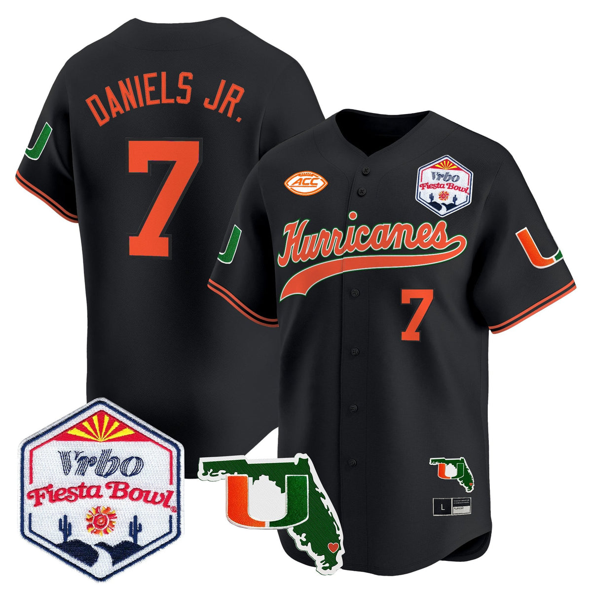 MIA 2026 The Fiesta Bowl & Florida Patch Vapor Baseball Jersey - All Stitched