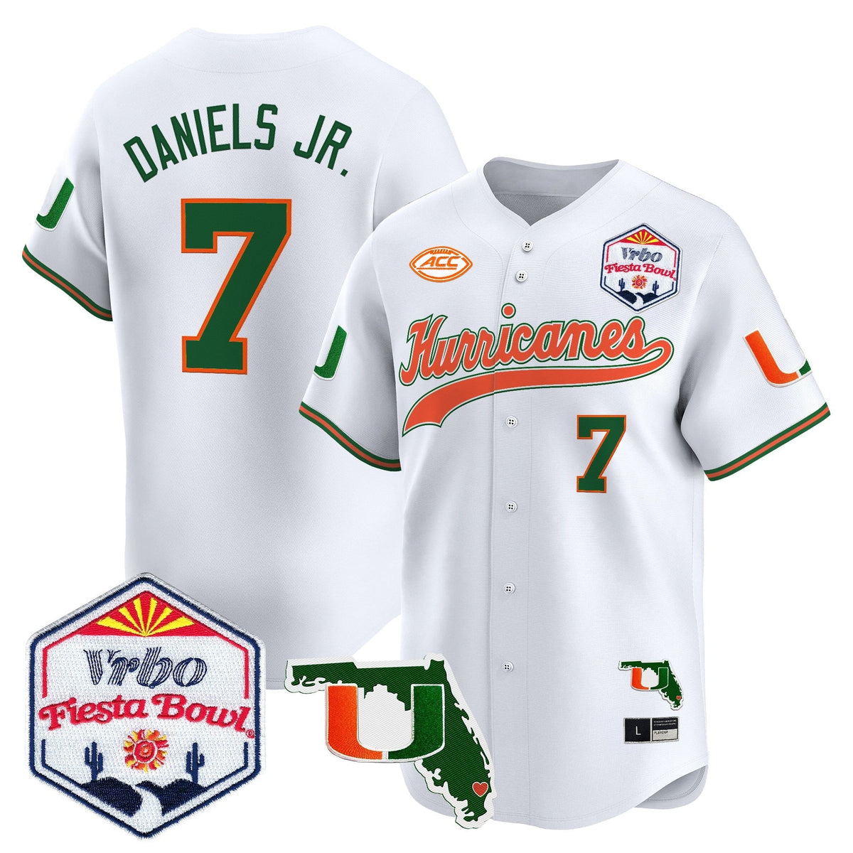 MIA 2026 The Fiesta Bowl & Florida Patch Vapor Baseball Jersey - All Stitched