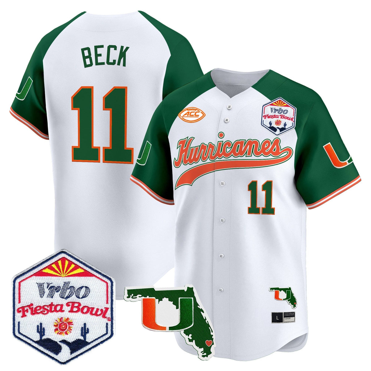 MIA 2026 The Fiesta Bowl & Florida Patch Vapor Baseball Jersey - All Stitched